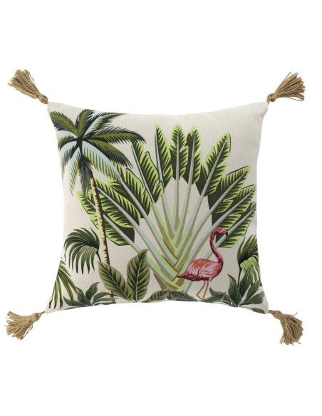 1609408- housse coussin pompons +encart 40 x 40 cm coton imprime cruzabel des. p