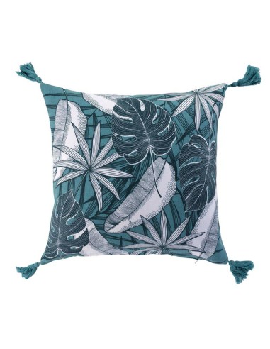 1609411-housse coussin pompons +encart 40 x 40 cm coton imprime puebla des. plac