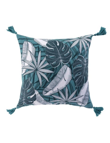 1609411-housse coussin pompons +encart 40 x 40 cm coton imprime puebla des. plac