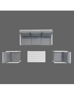 74632+74633+74634-salon waterfall/lucca gunmetal 3pl + 2 x fauteuils + tb