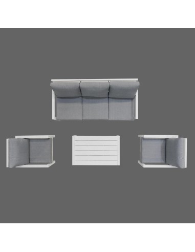 74632+74633+74634-salon waterfall/lucca gunmetal 3pl + 2 x fauteuils + tb