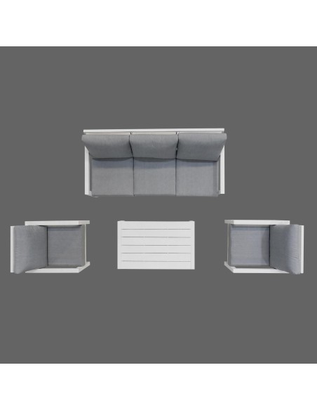 74632+74633+74634-salon waterfall/lucca gunmetal 3pl + 2 x fauteuils + tb