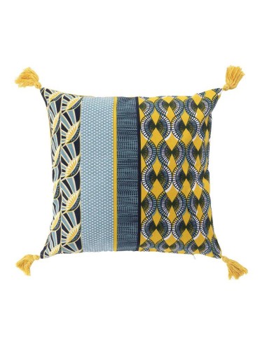 housse coussin pompons +encart 40 x 40 cm coton imprime watina des. place