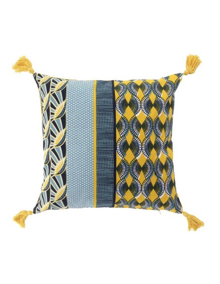 housse coussin pompons +encart 40 x 40 cm coton imprime watina des. place