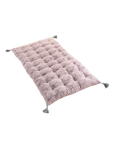 matelas de sol+pompons 60 x 120 cm coton imprime metallise artchic rose