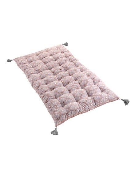 matelas de sol+pompons 60 x 120 cm coton imprime metallise artchic rose