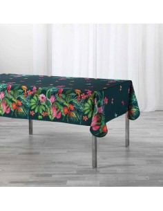 1722786 - nappe rectangle 150 x 240 cm polyester imprime tropical vintage bleu