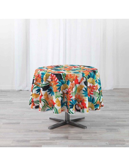 1722783-nappe ronde (0) 180 cm polyester imprime cocobello blanc