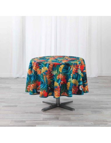 1722782-nappe ronde (0) 180 cm polyester imprime cocobello bleu