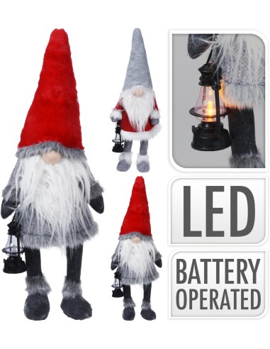 aqs000100-lutin en peluche avec nez et led 84cm