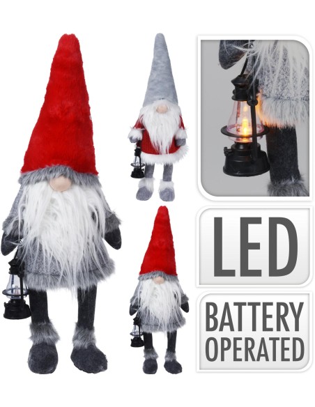 aqs000100-lutin en peluche avec nez et led 84cm