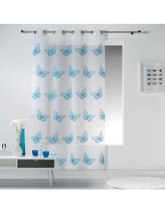 1625609-panneau a oeillets 140 x 240 cm voile sable brode papillona indigo