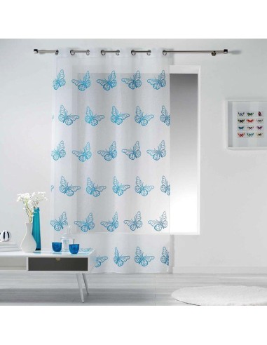 1625609-panneau a oeillets 140 x 240 cm voile sable brode papillona indigo