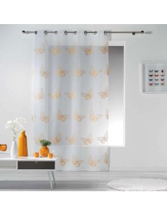 1625610-panneau a oeillets 140 x 240 cm voile sable brode papillona jaune