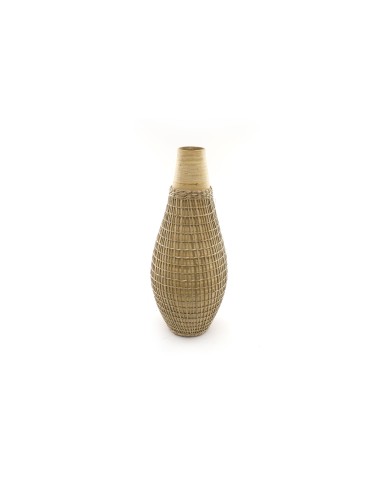vase en bambou et jonc 20x49cm