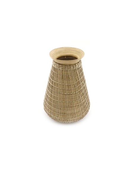 vase en bambou et jonc 23x33cm