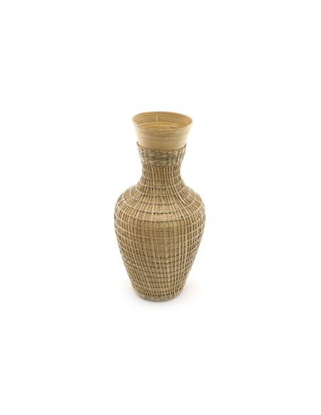 vase en bambou et jonc 42x18cm