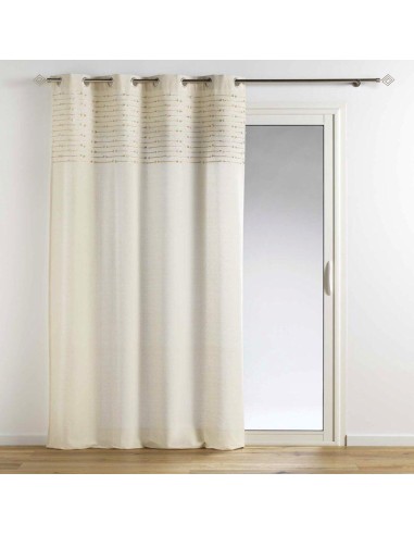 1609319 - rideau a oeillets 140 x 240 cm coton uni+top fils coupes golden sunset