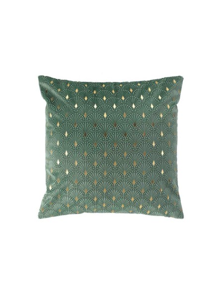 1609415- housse de coussin +encart 40 x 40 cm velours imprime or bellagold kaki