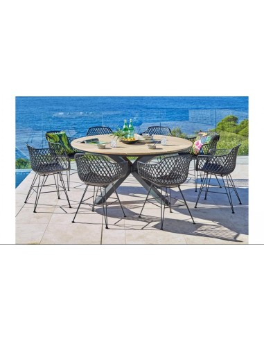 75796-table repas aro d170 cm-noir mat - open slat frame - acacia khee smit
