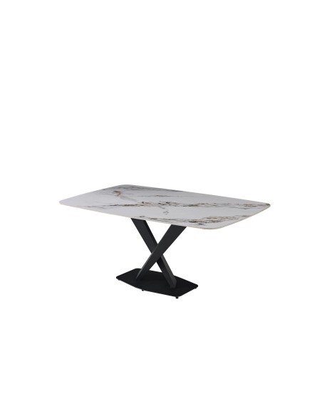 table taormina plateau jaune/grey et pieds noirs