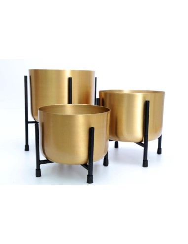 3/3 jardinieres dorées sur support