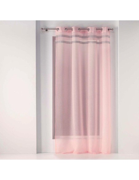 1626610-panneau a oeillets 140 x 240 cm voile sable+bande fantaisie satinela ros