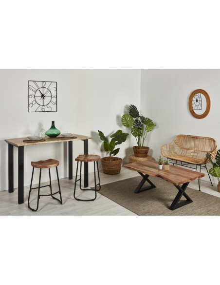 table comptoir varana pieds metal plateau acacia 140 x 80 x 94 h