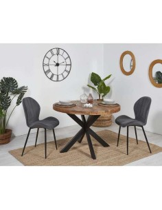 29733na - table repas calcutta 120x75 pieds metal noir plateau bois naturel