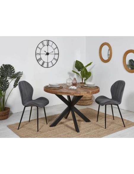 29733na - table repas calcutta 120x75 pieds metal noir plateau bois naturel