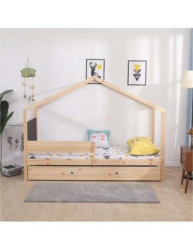 36156bl - lit enfant ardoise woody blanc avec tiroir 90x190 36153nb +36154bl