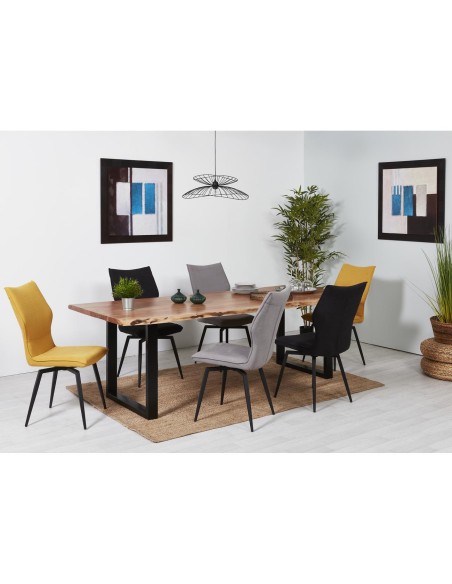 29728+29727 /29746no -table goa xl pieds metal u + plateau acacia  240x90x70cm