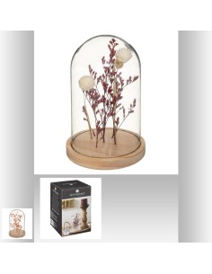 173040-cloche fleur sechee gyps h17