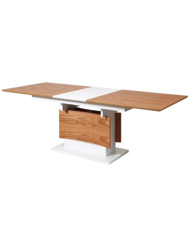 10201cb - table de repas liago extensible - blanc et marron -180/240x90x77 cm