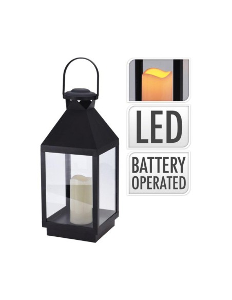 lanterne bougie led 47cm noir