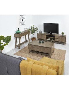 console  noemi 2 tiroirs acacia 130x35x80