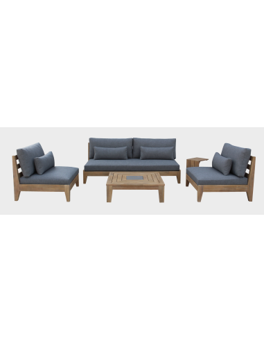 salon cano - 5 places gris fonce -acacia