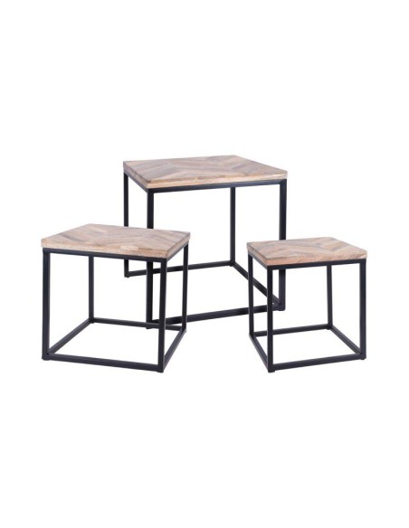 table d'appoint bois metal pm