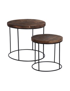 table d'appoint bois metal rond gm