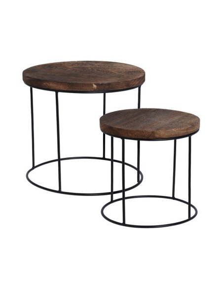 table d'appoint bois metal rond pm