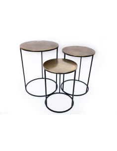 1/3 tables gigognes metal/alu rondes dor