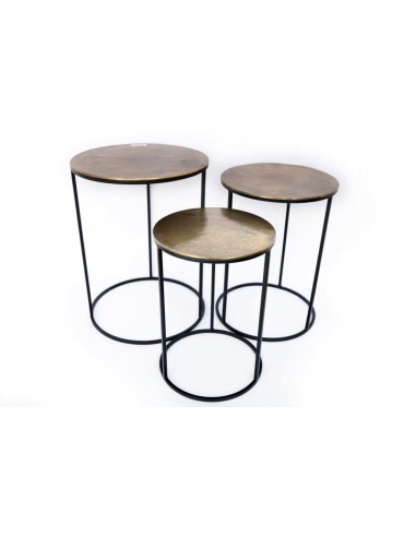 2/3 tables gigognes metal/alu rondes dor
