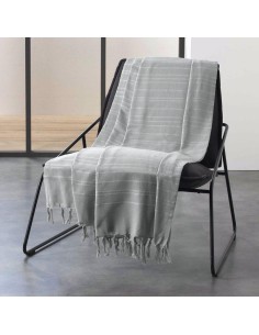 jete de canape a franges 180 x 220 cm coton tisse lilia gris
