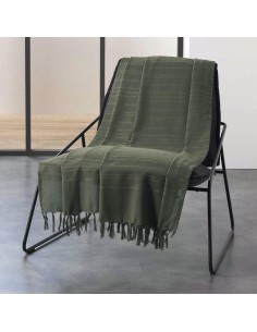 jete de canape a franges 180 x 220 cm coton tisse lilia kaki