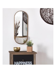 miroir metal ovale avec panier  volg or - 20x50x9