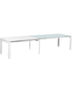 table repas houston extensible- blanc/plateau verre 210/360x1x76