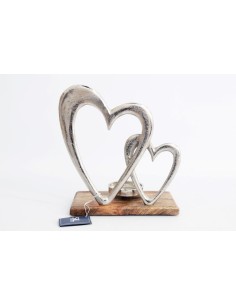 porte chauffe plat double coeur bois/arg