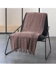 jete de canape a franges 180 x 220 cm coton tisse lilia taupe