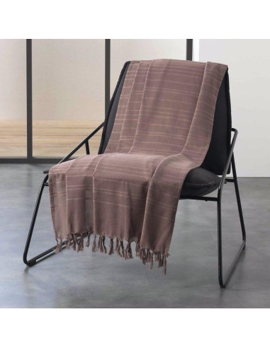 jete de canape a franges 180 x 220 cm coton tisse lilia taupe