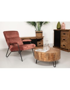 table basse wooden iron 82x82x45 cm